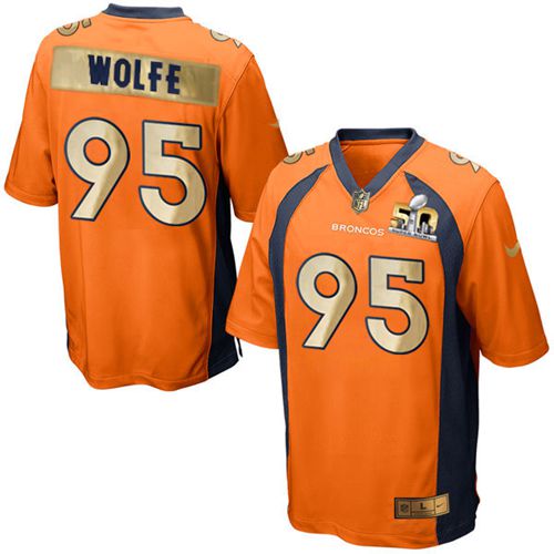 Nike Broncos #95 Derek Wolfe Orange Team Color Men's Stitched NFL Game Super Bowl 50 Collection Jersey